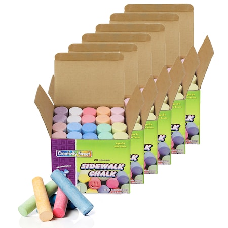 Creativity Street Sidewalk Chalk, Assorted Colors, 4", PK120 PAC1700